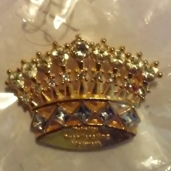 TBN Collectable Pin Brooch In Original Package Never Worn Gold 23 Stones 2" x 1" - Picture 1 of 3